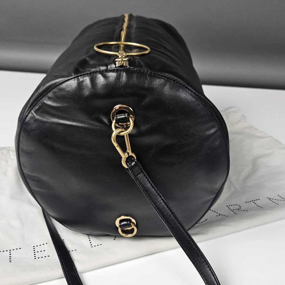 Stella McCartney Alter Nappa Weekend Travel Crossbody Duffle Bag Black Gold - Picture 4 of 13